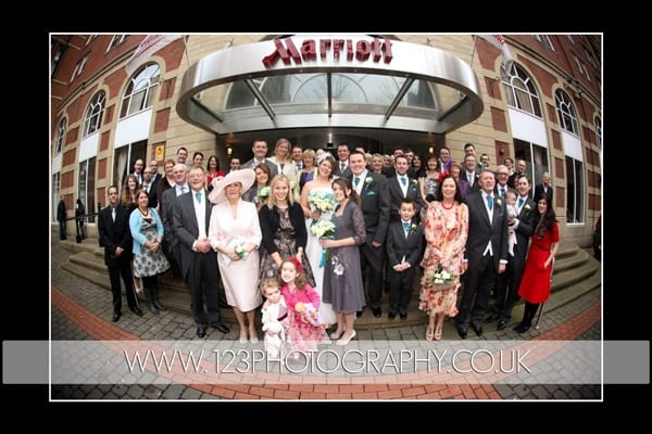 Sarah and Russ's wedding photography at The Marriott Hotel, Leeds